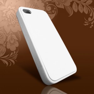 Чехол IPhone 4/4S силикон белый  с металлической вставкой